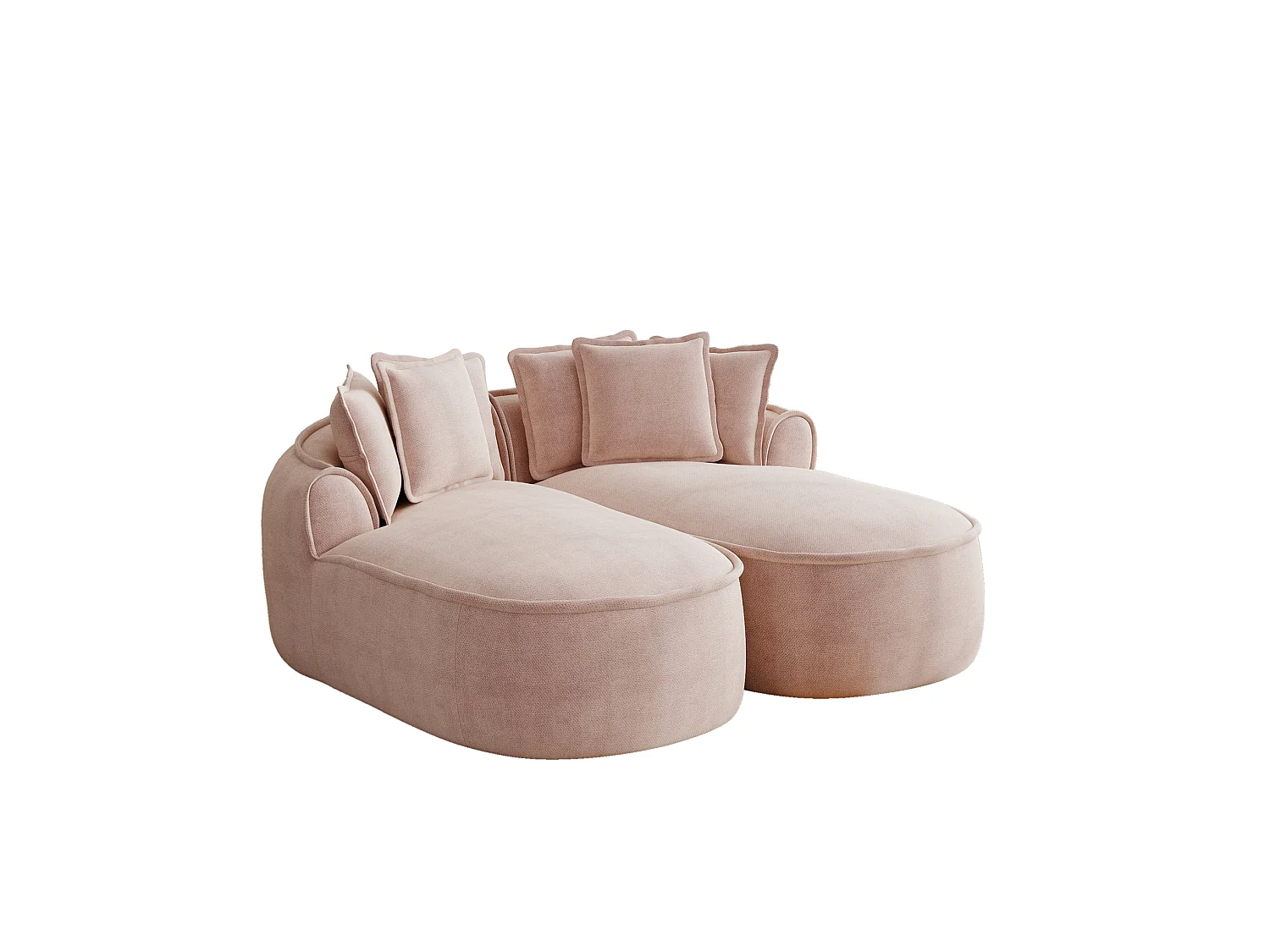 Canapé modulable 2 places avec coussins de dossier, en chenille, rose, 184x164x92 cm
