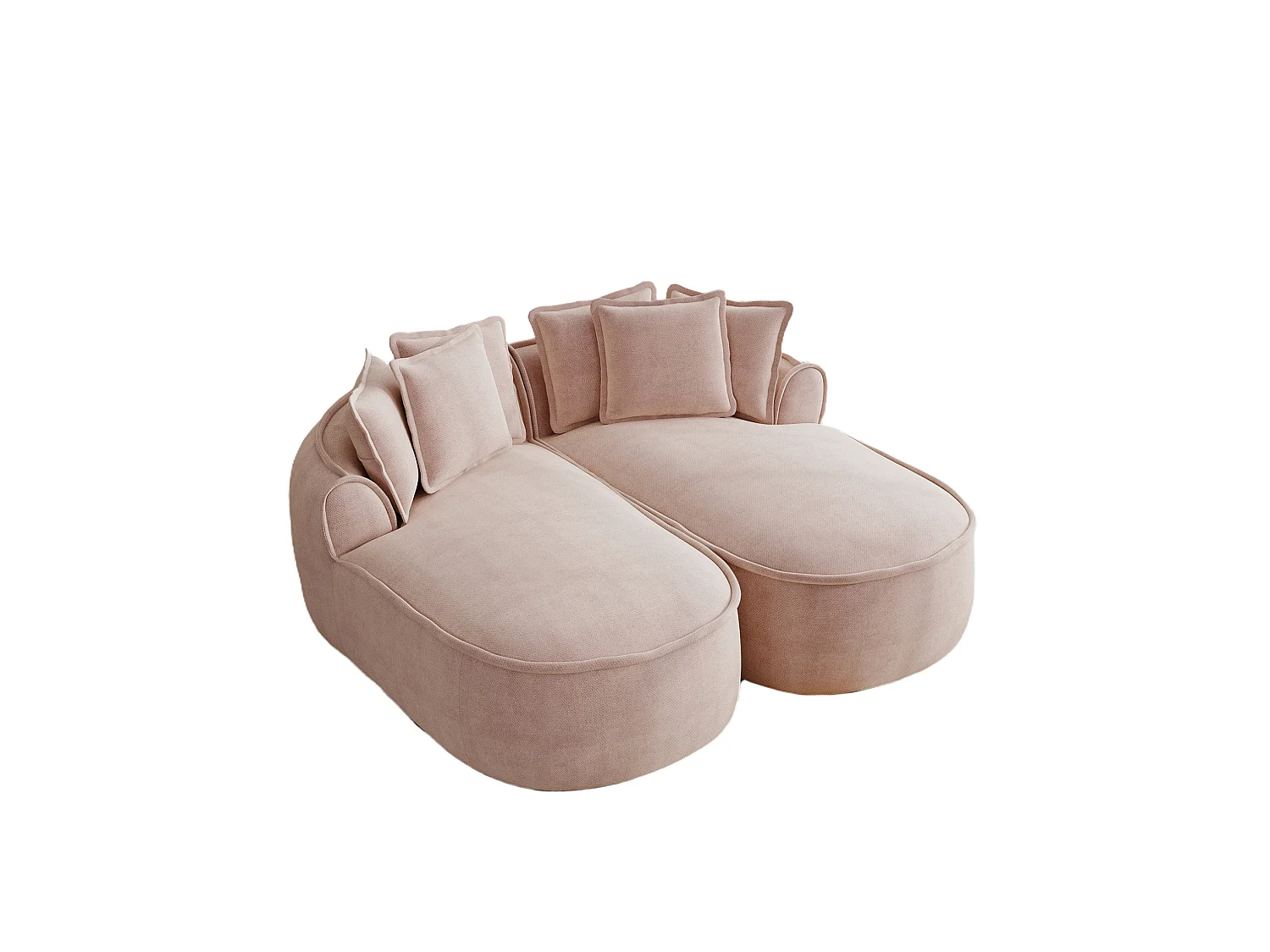 Canapé modulable 2 places avec coussins de dossier, en chenille, rose, 184x164x92 cm