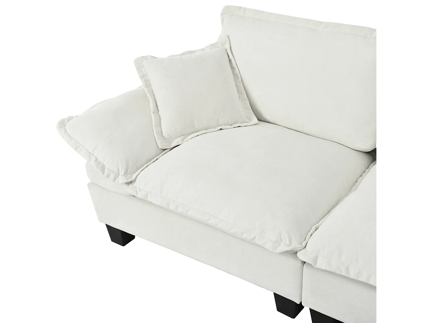 4-osobowa sofa modułowa w kształcie U z ruchomymi pufami, z beżowej tkaniny szenilowej