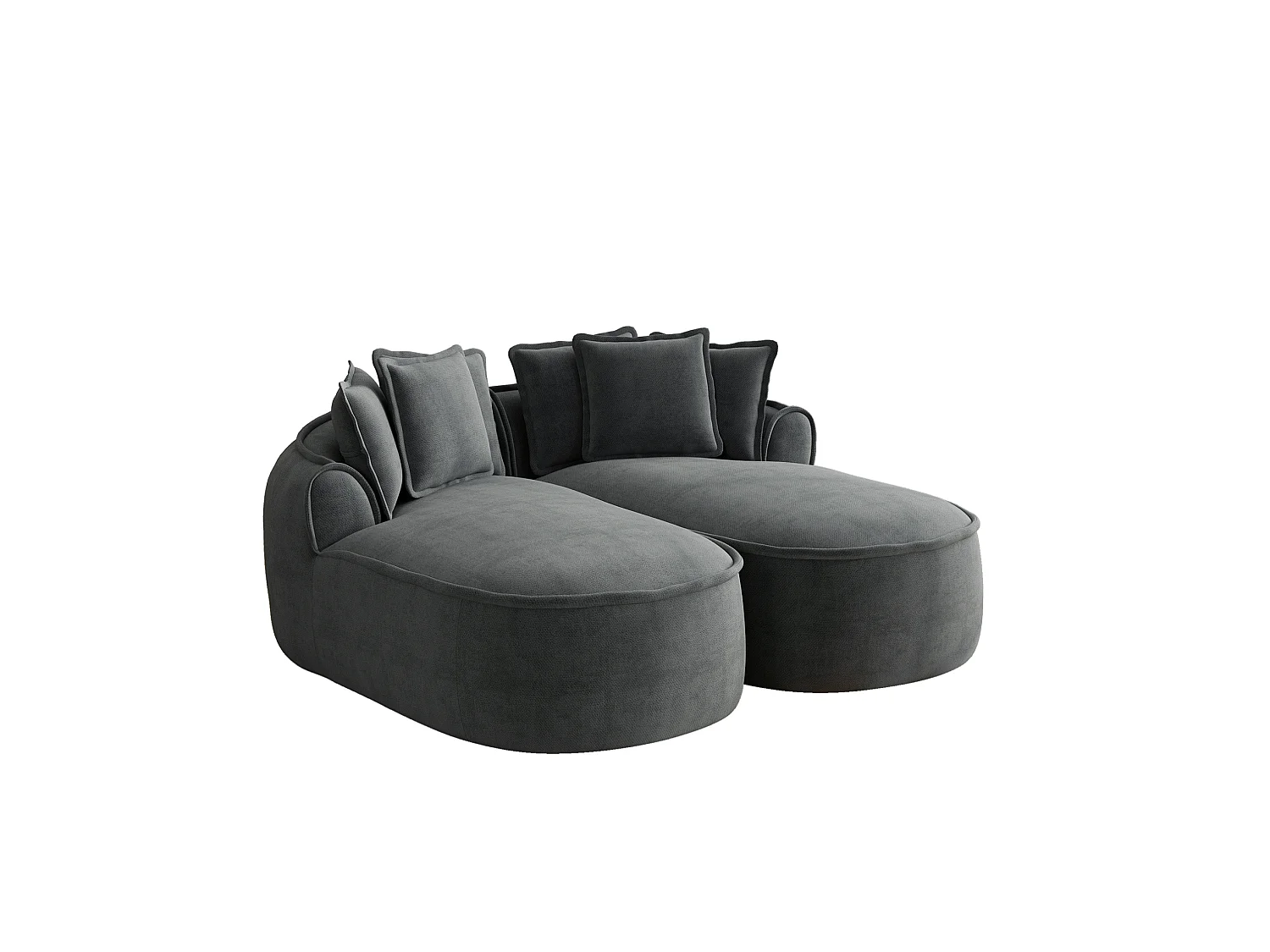 Canapé modulable 2 places avec coussins de dossier, en chenille, gris, 184x164x92 cm