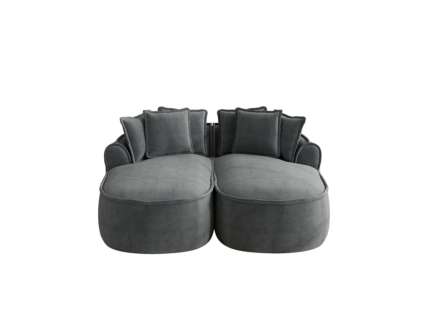 Canapé modulable 2 places avec coussins de dossier, en chenille, gris, 184x164x92 cm