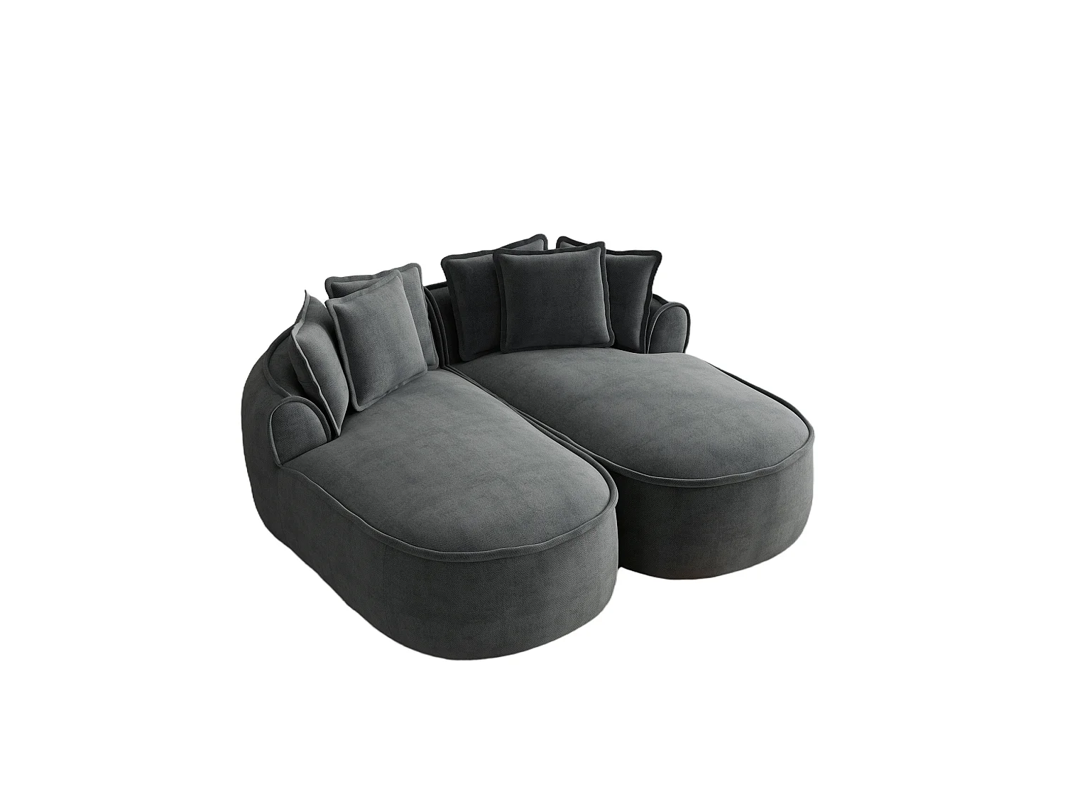 Canapé modulable 2 places avec coussins de dossier, en chenille, gris, 184x164x92 cm