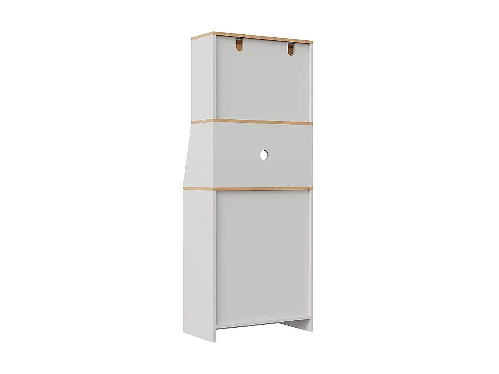 Armoire de cuisine - 70 x 40 x 180 cm - avec éclairage LED et compartiments de rangement multiples - blanc