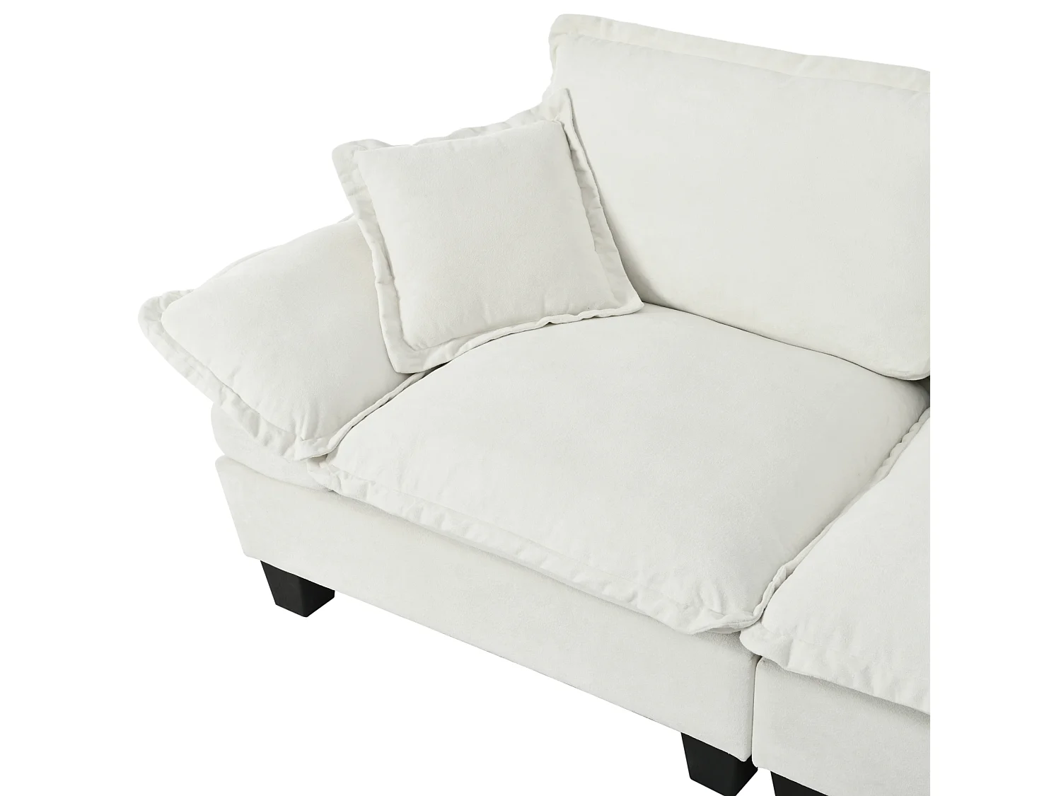 2-osobowa sofa modułowa ze schowkiem, z 2 zdejmowanymi podnóżkami, uchwytami na kubki i portami USB, beżowa