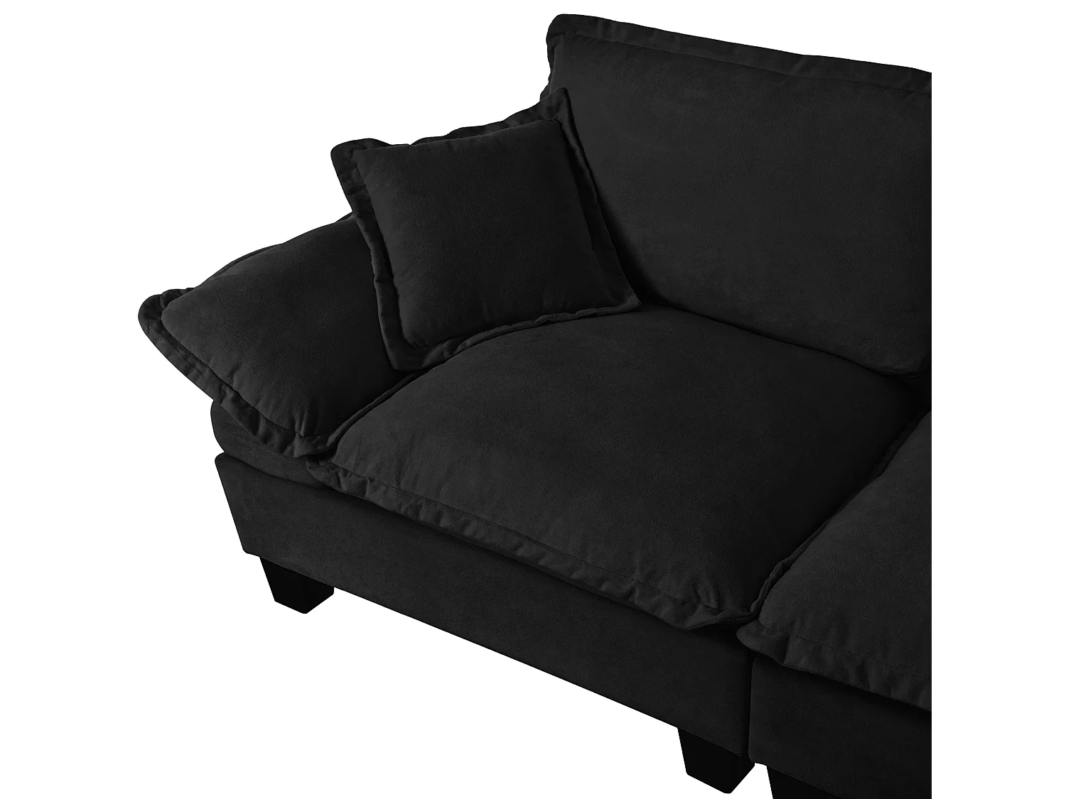 2-osobowa sofa modułowa ze schowkiem, z 2 zdejmowanymi podnóżkami, uchwytami na kubki i portami USB, czarna