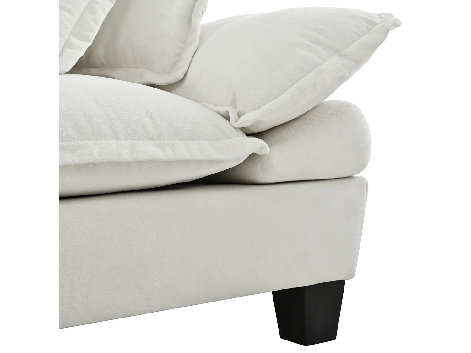 2-osobowa sofa modułowa z 2 zdejmowanymi podnóżkami i 2 poduszkami, z beżowej tkaniny szenilowej