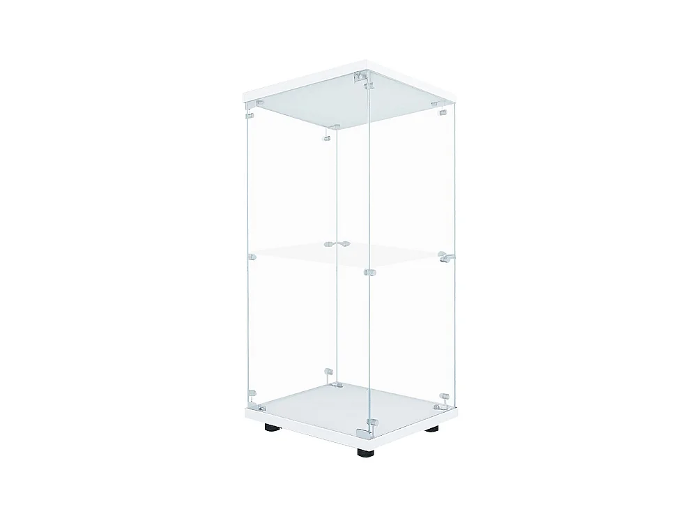 Affichage transparent à 2 niveaux - 86.2 x 40.3 x 36.5 cm - Porte simple avec éclairage LED - Verre trempé - Blanc