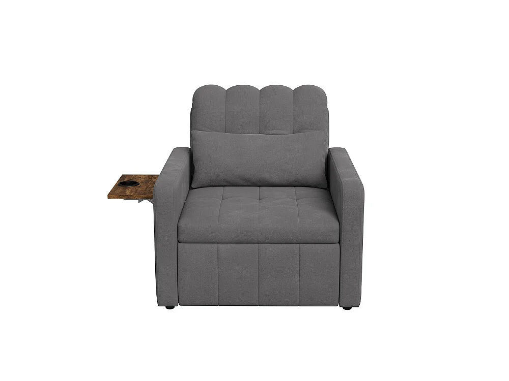Canapé-lit extensible - avec dossier réglable, oreiller, porte-tasse - chaise couchante 3-en-1 - Chenille - gris
