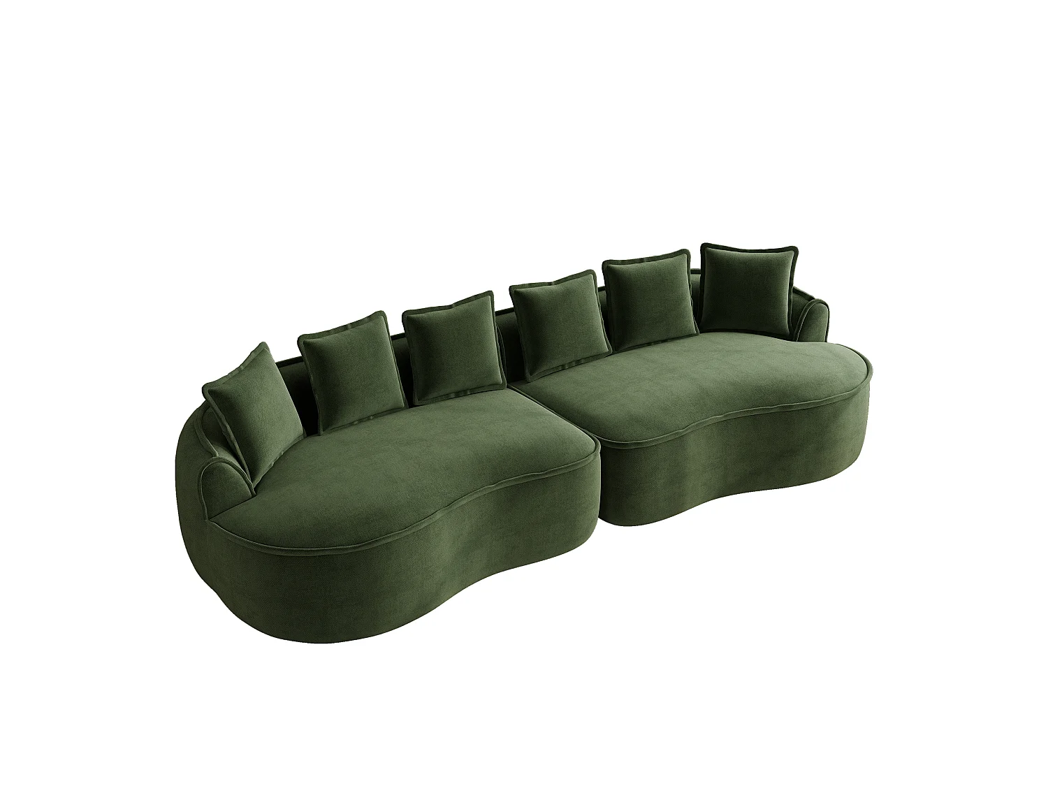 4-osobowa sofa modułowa z poduszkami oparciowymi, bez montażu, z zielonej tkaniny szenilowej, 320 × 114 × 67 cm
