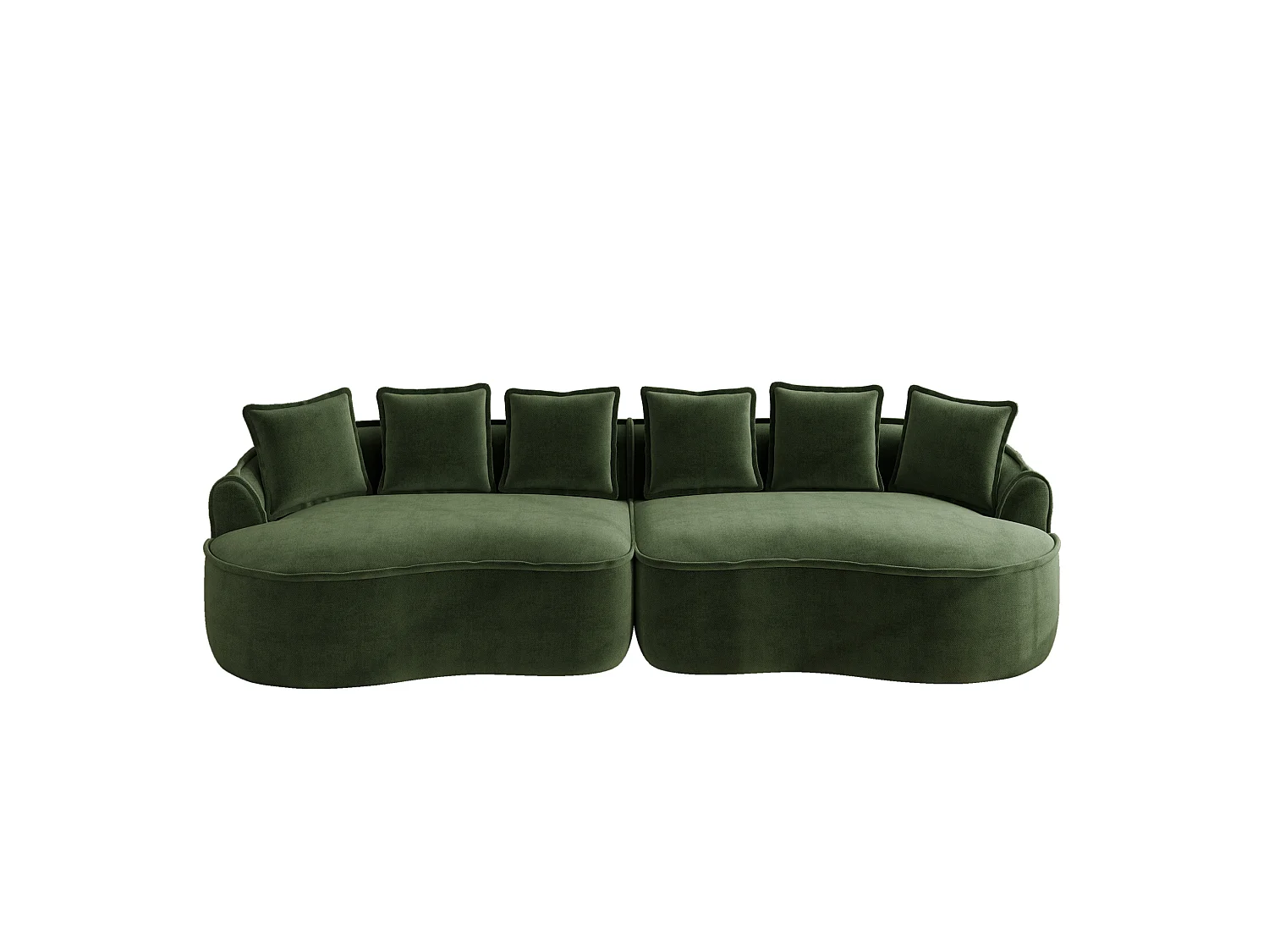 4-osobowa sofa modułowa z poduszkami oparciowymi, bez montażu, z zielonej tkaniny szenilowej, 320 × 114 × 67 cm