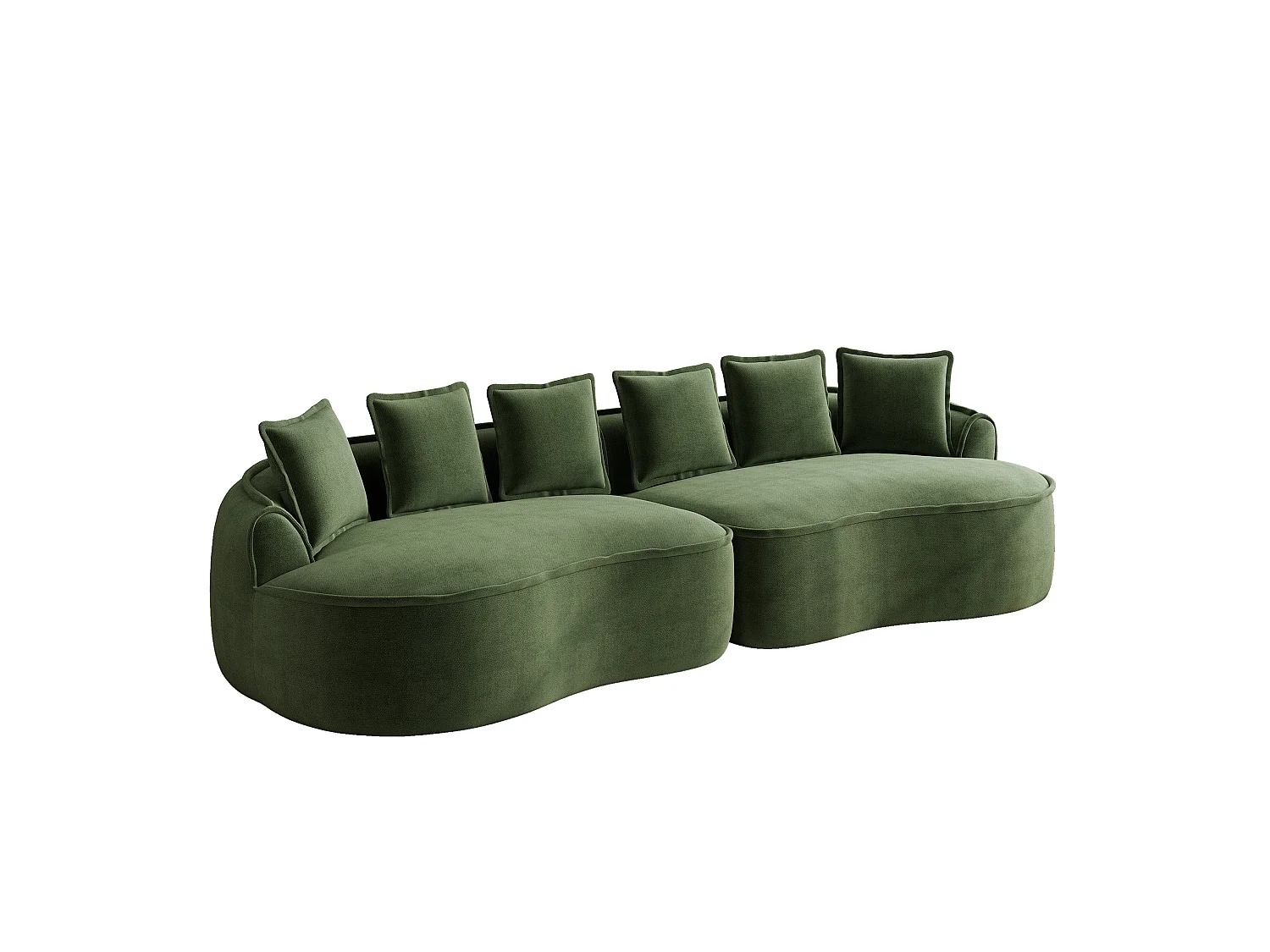 4-osobowa sofa modułowa z poduszkami oparciowymi, bez montażu, z zielonej tkaniny szenilowej, 320 × 114 × 67 cm