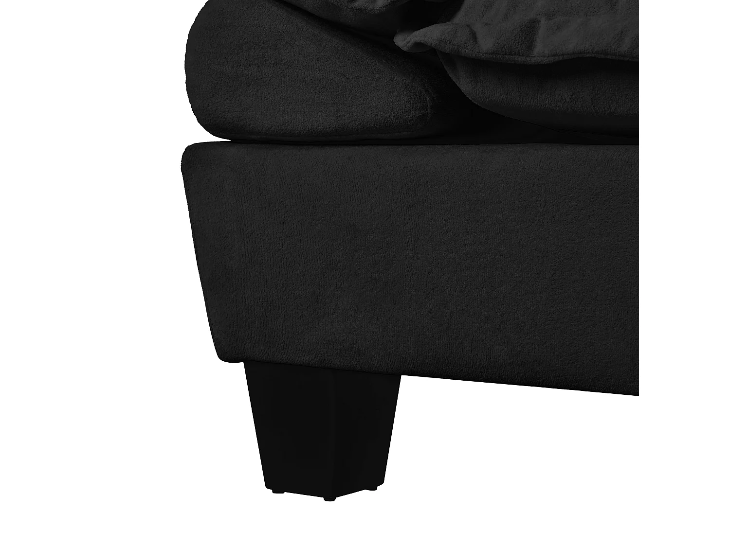 Canapé droit modulable 2 places avec rangement, porte-gobelets et ports USB, en chenille, noir