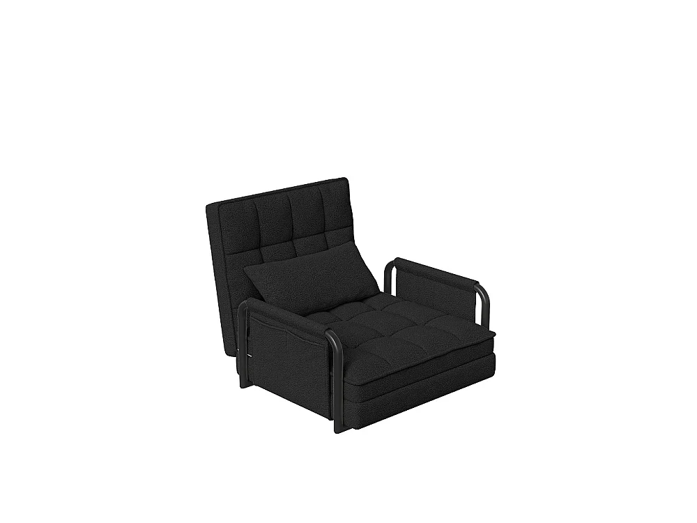 Canapé à plancher pliant - avec accoudoirs et poches latérales - 5 engrenages réglables - Matériel laine d'agneau - Noir