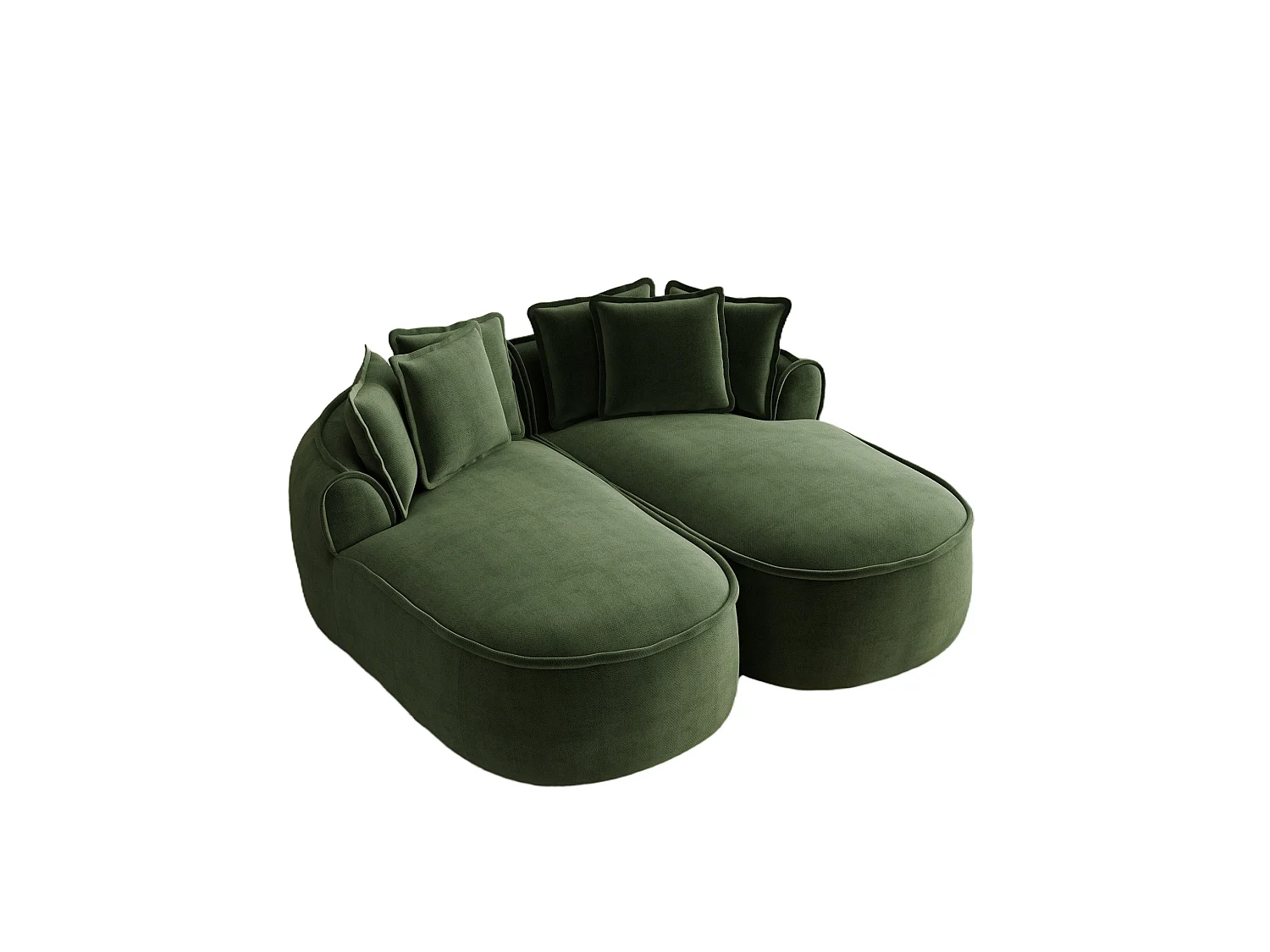 Canapé modulable 2 places avec coussins de dossier, en chenille, vert, 184x164x92 cm