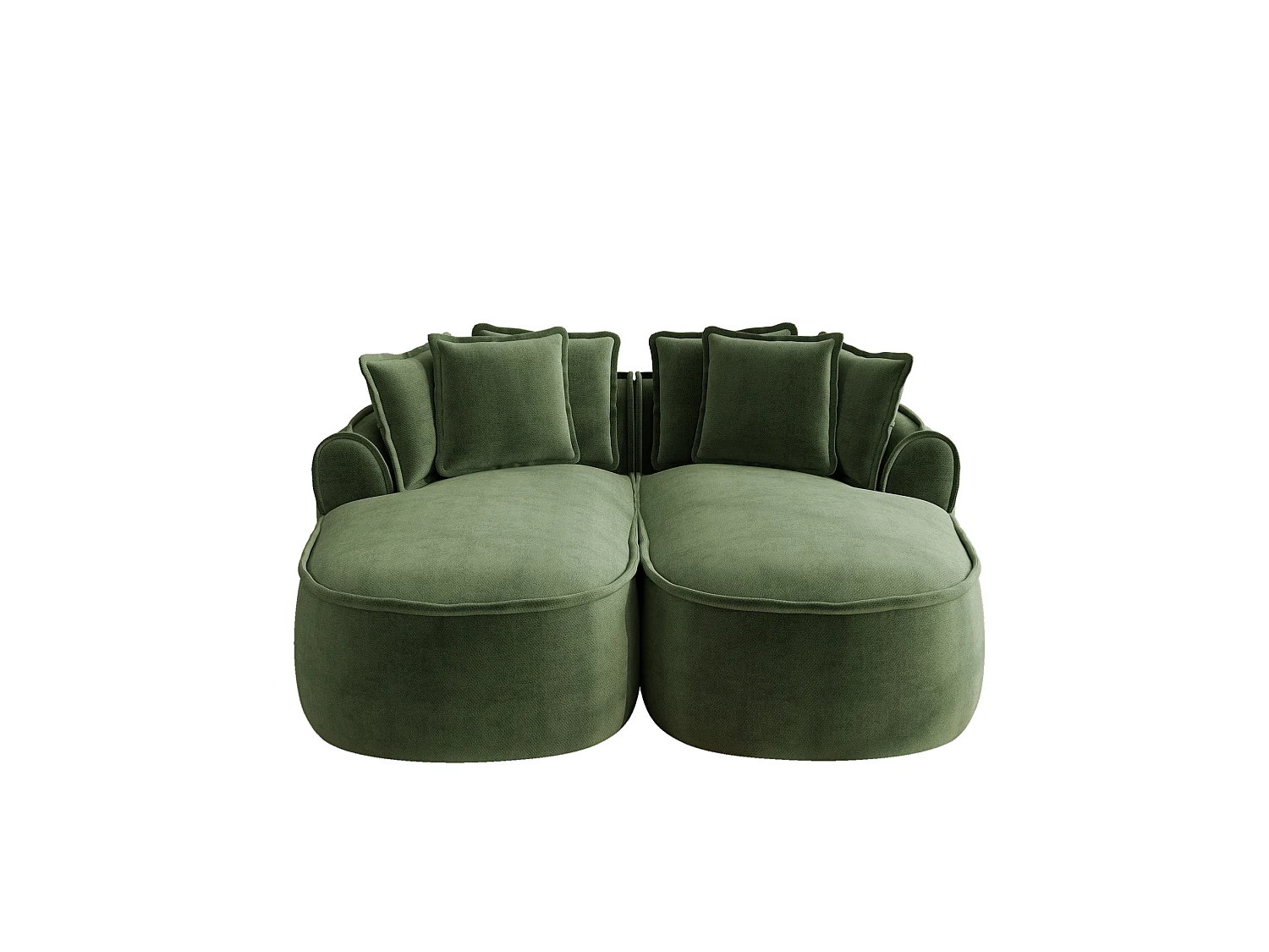 Canapé modulable 2 places avec coussins de dossier, en chenille, vert, 184x164x92 cm