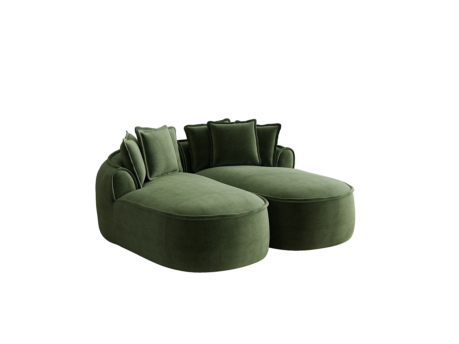 Canapé modulable 2 places avec coussins de dossier, en chenille, vert, 184x164x92 cm