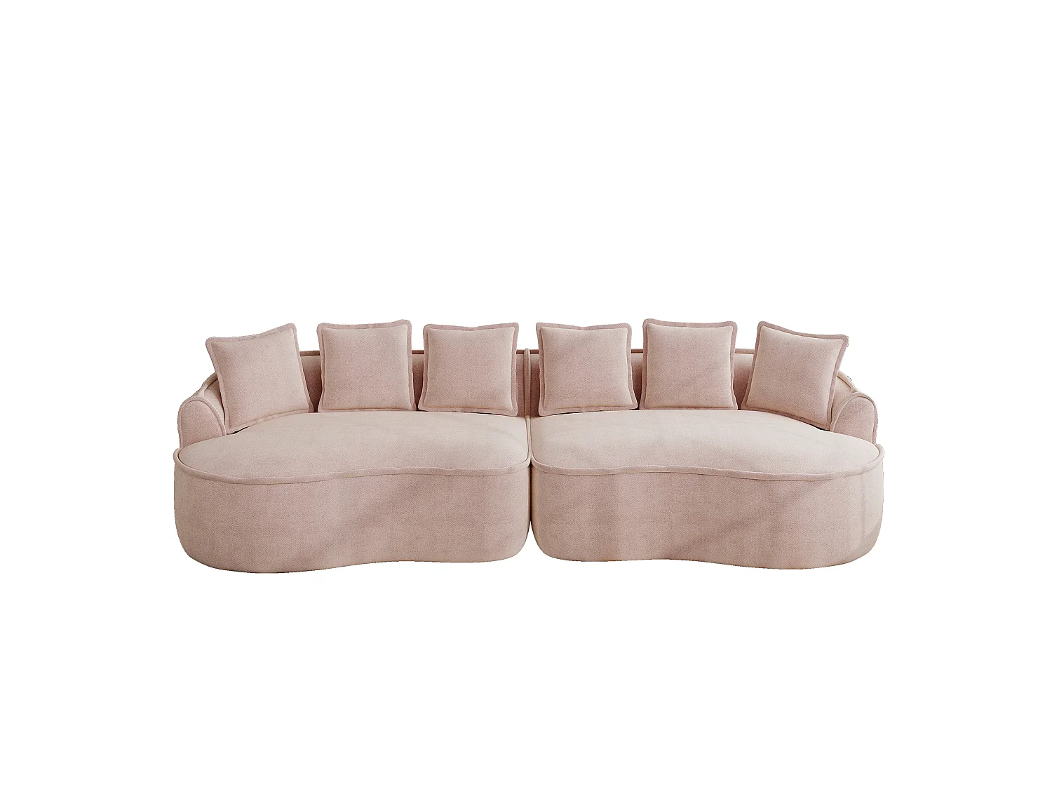 Canapé modulable 4 places avec coussins de dossier, sans montage, en chenille, rose, 320x114x67 cm