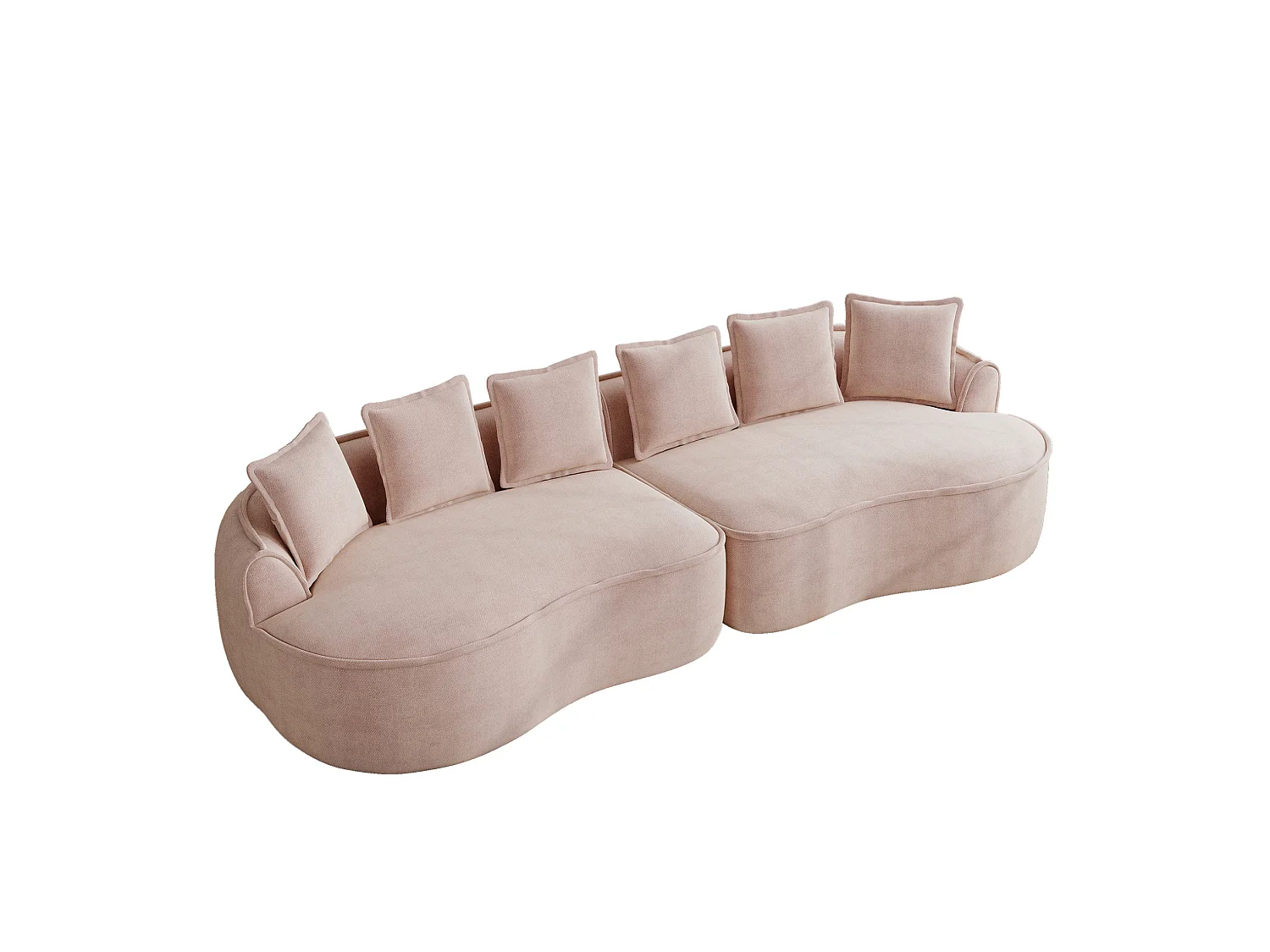 Canapé modulable 4 places avec coussins de dossier, sans montage, en chenille, rose, 320x114x67 cm