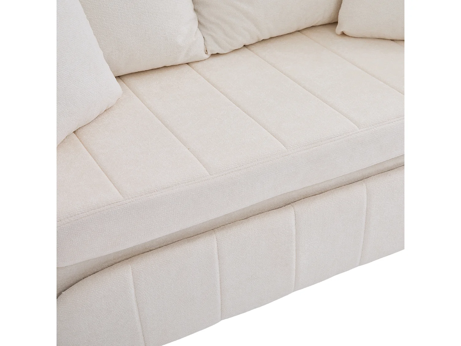 Sofá convertible de 2 plazas con bolsillos de almacenamiento, puerto USB y portavasos, se convierte en cama, tchenilla, beige