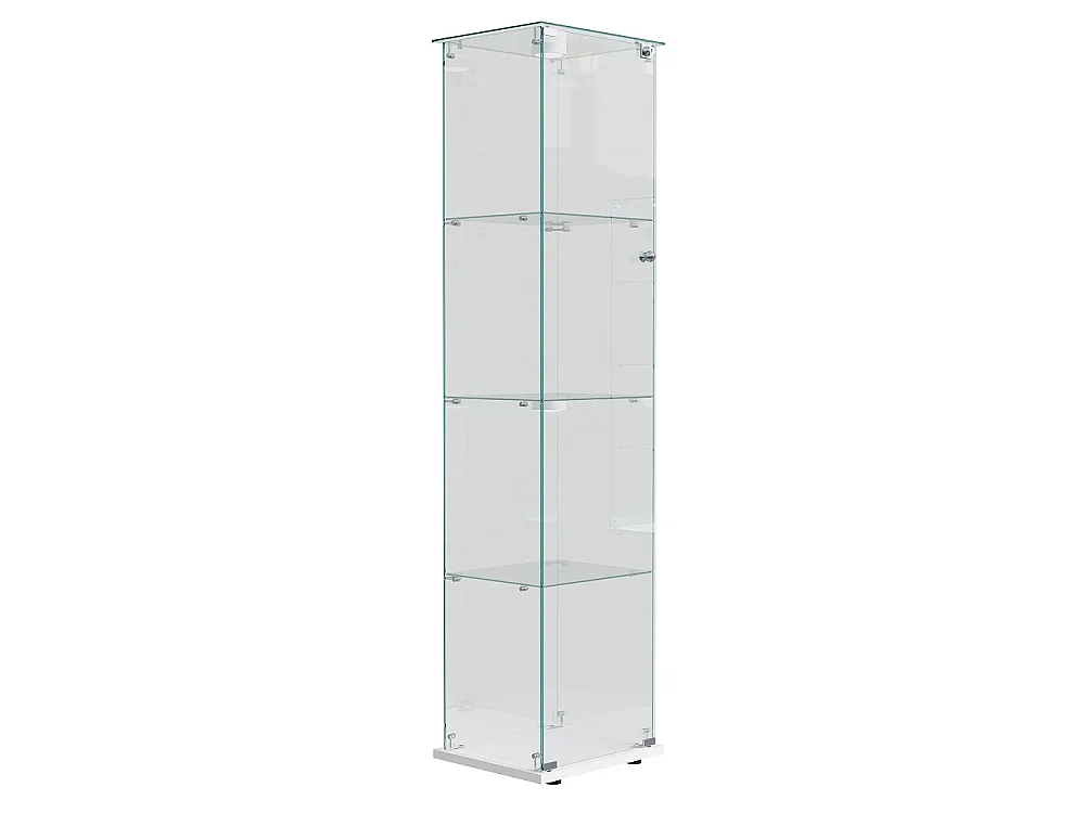 Armoire d'affichage moderne - 4 couches 1 porte - avec éclairage - verre trempé - Pat Light - blanc