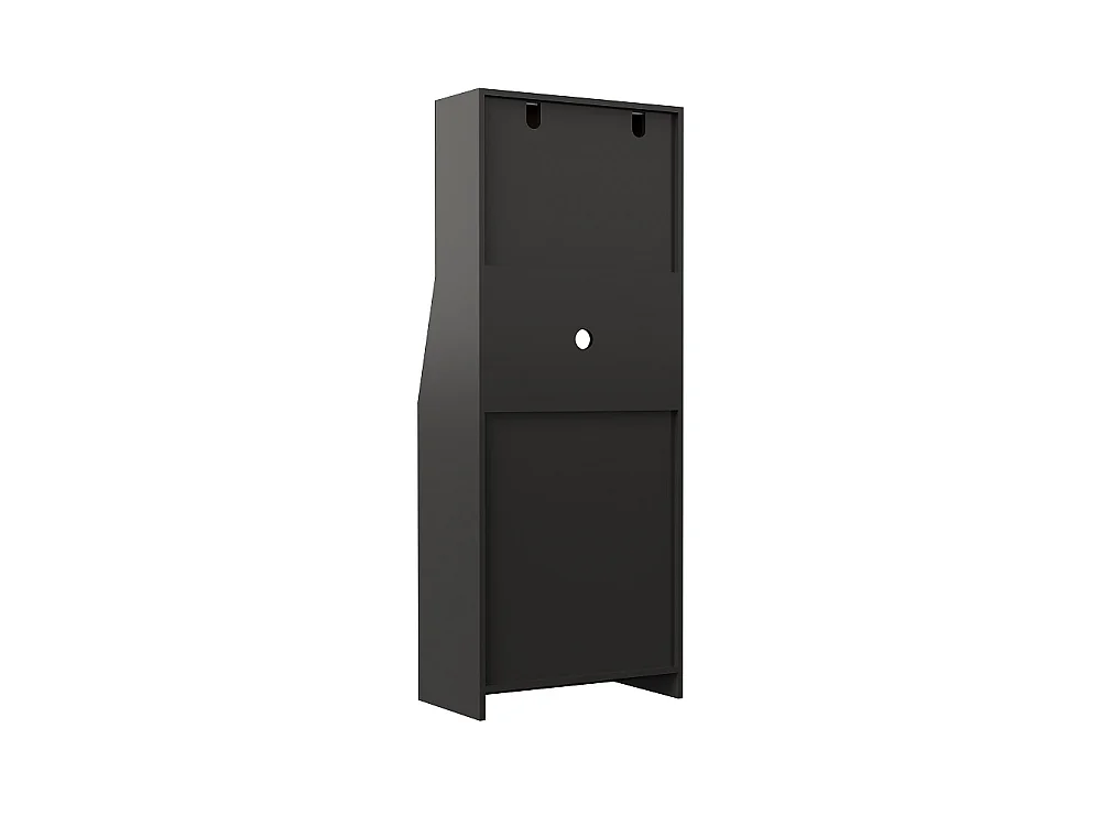 Armoire de cuisine - 70 x 40 x 180 cm - avec éclairage LED et compartiments de rangement multiples - noir