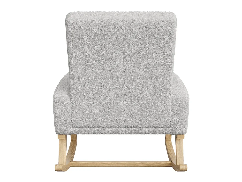 Chaise à bascule - avec accoudoirs et poche latérale - Base en bois - Tissu en peluche en peluche - Gris clair