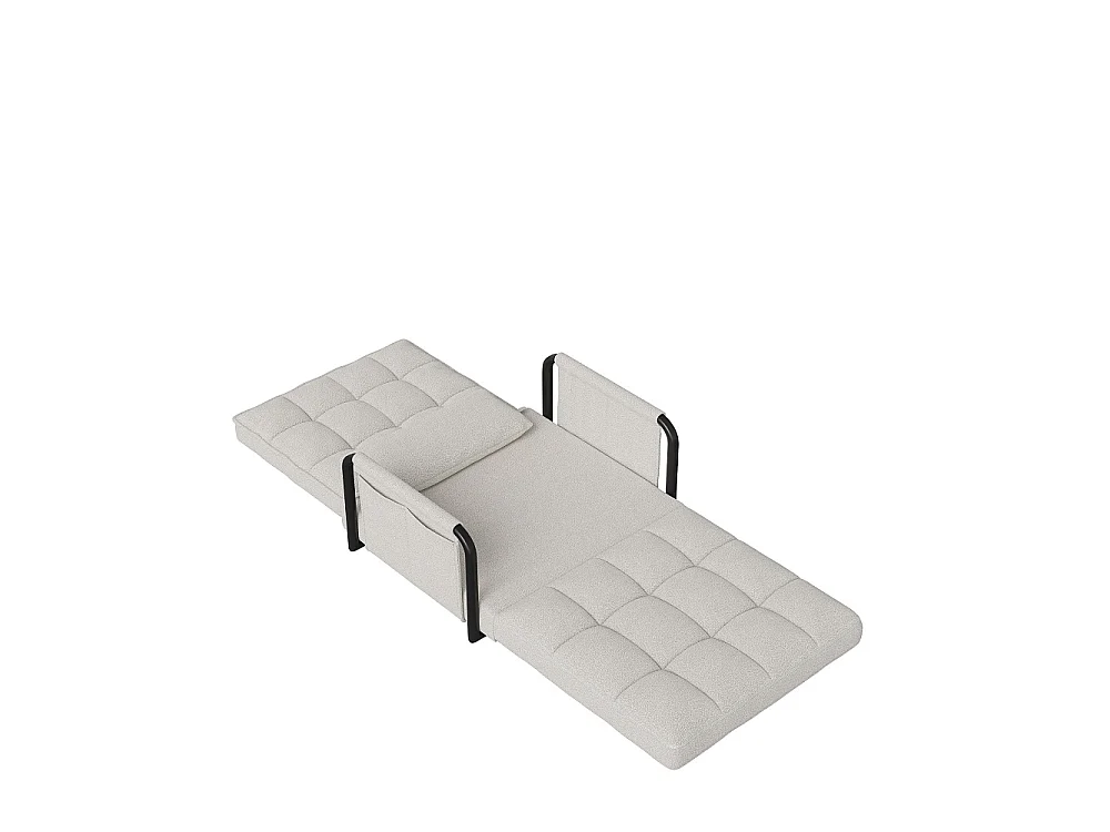 Canapé à plancher pliant - avec accoudoirs et poches latérales - 5 engrenages réglables - Matériel laine d'agneau - beige