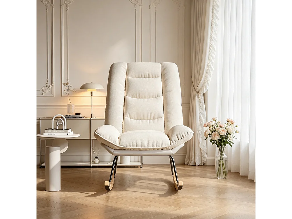 Chaise à bascule ergonomique - Position de dossier réglable - avec bascules en bois - Linge + Chiffon technique