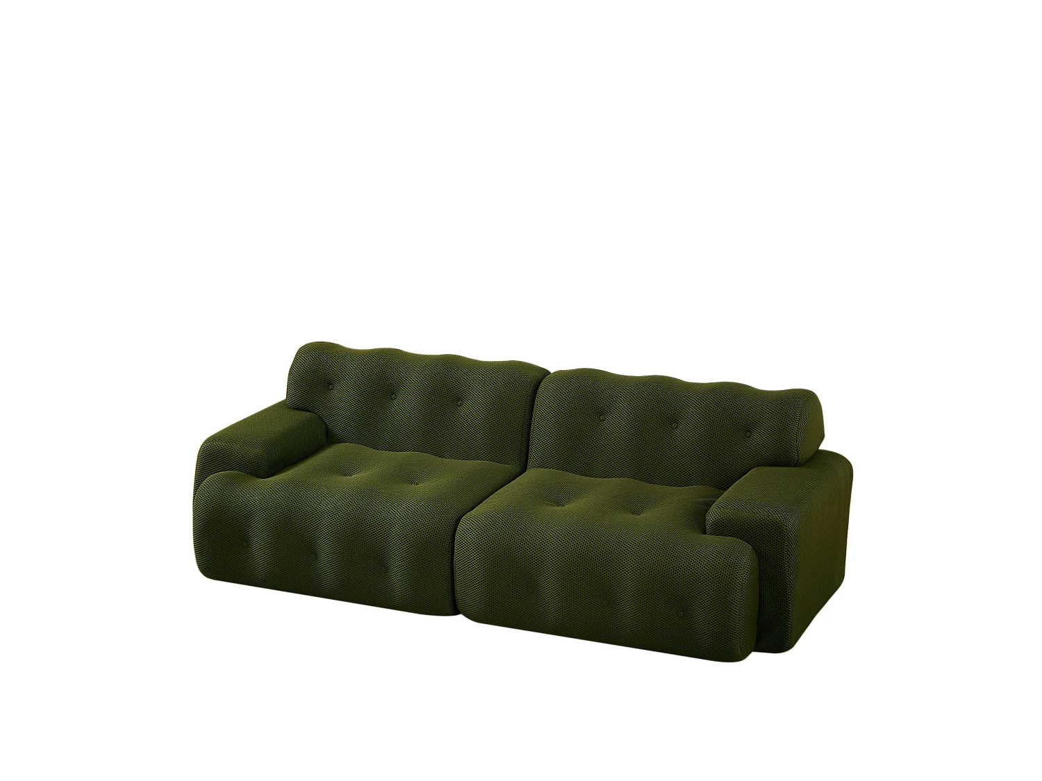 2-zits rechte bank met brede armleuning, modern design, stof, groen