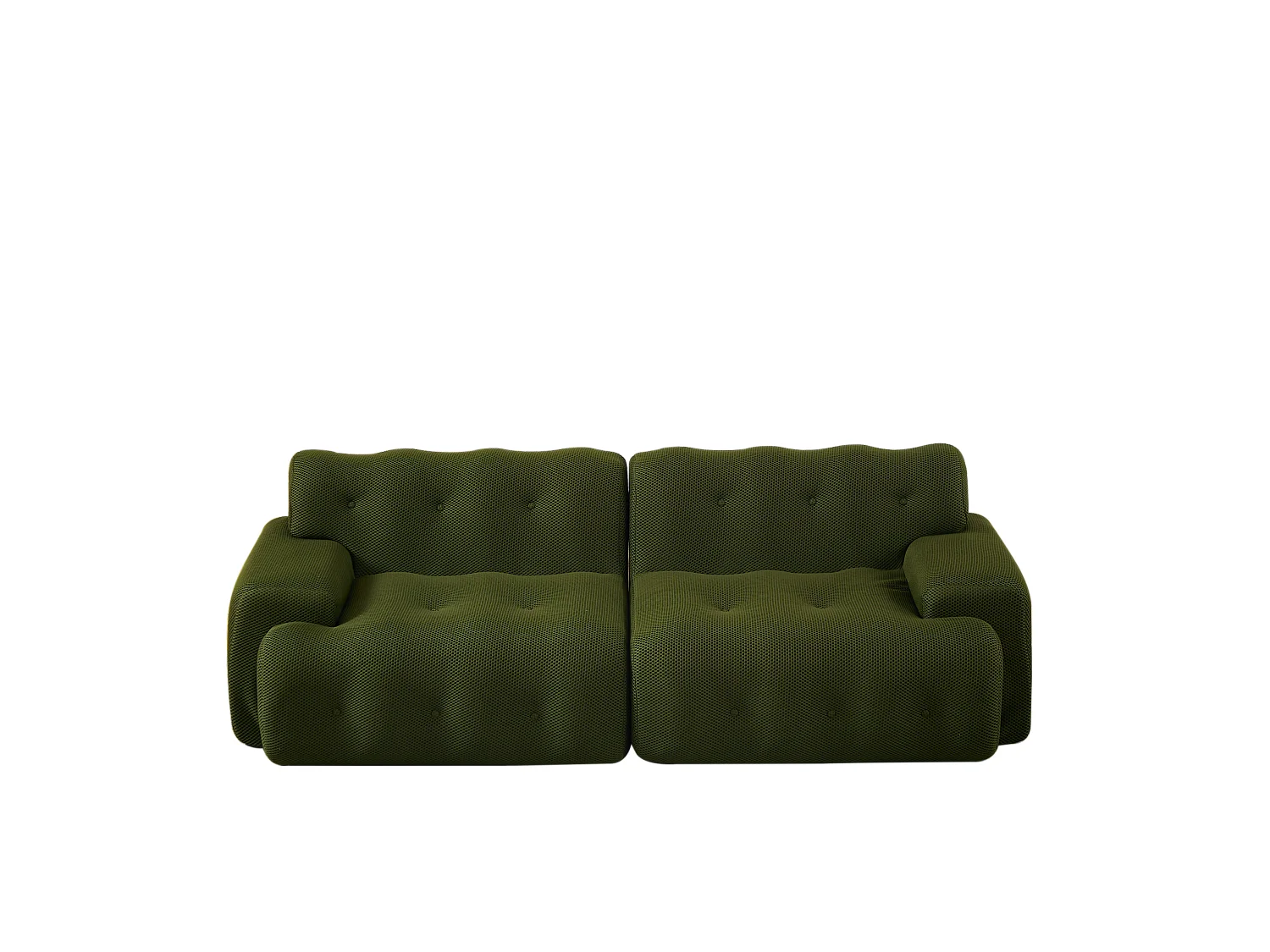 2-zits rechte bank met brede armleuning, modern design, stof, groen