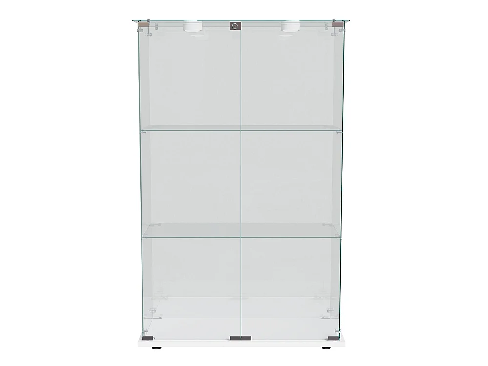 Armoire d'affichage moderne - 3 couches 2 portes - avec éclairage LED - Verre trempé - Lumière Pat - Blanc