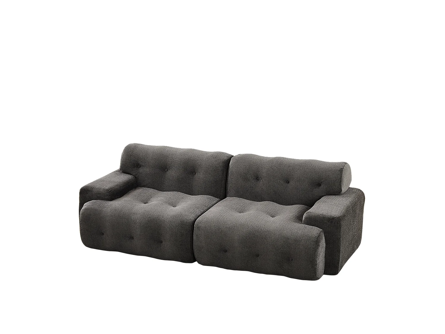 2-zits rechte bank met brede armleuningen, modern design, chenille stof, grijs