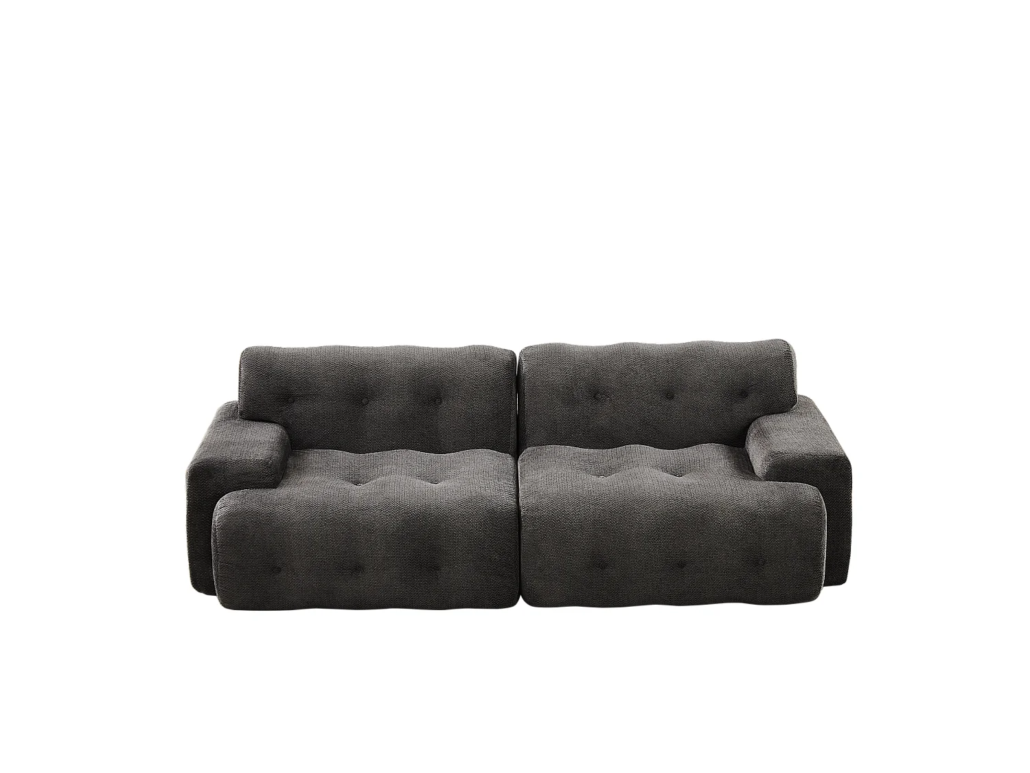 2-zits rechte bank met brede armleuningen, modern design, chenille stof, grijs