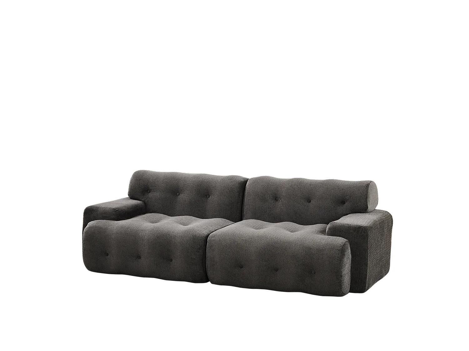2-zits rechte bank met brede armleuningen, modern design, chenille stof, grijs