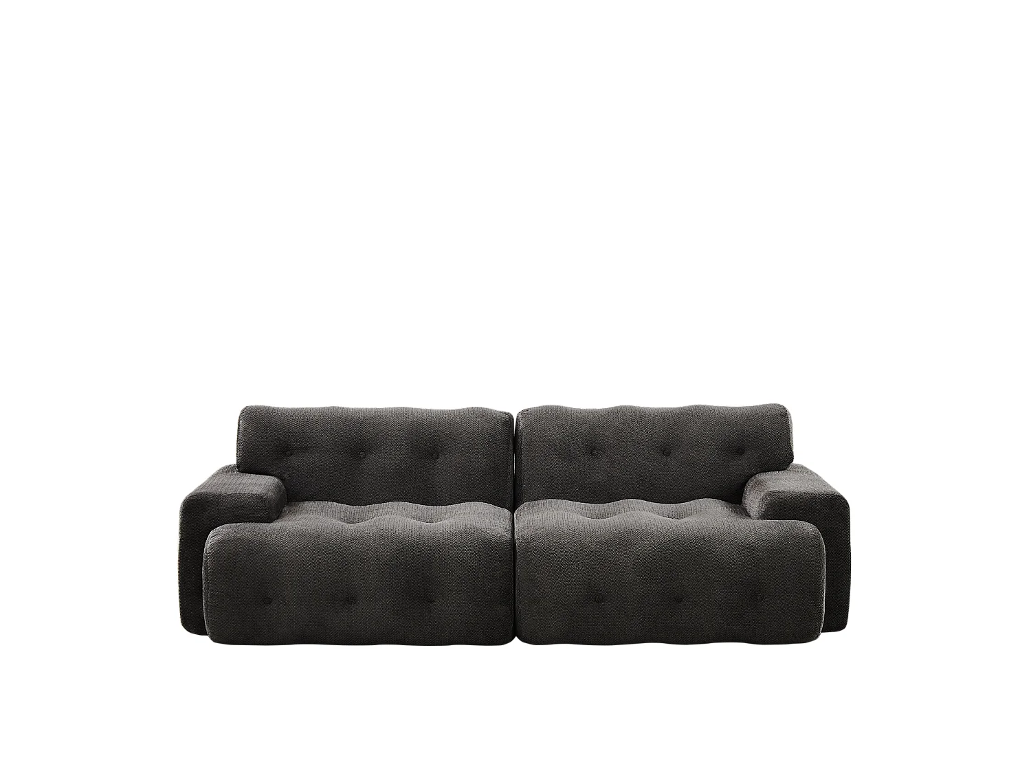 2-zits rechte bank met brede armleuningen, modern design, chenille stof, grijs