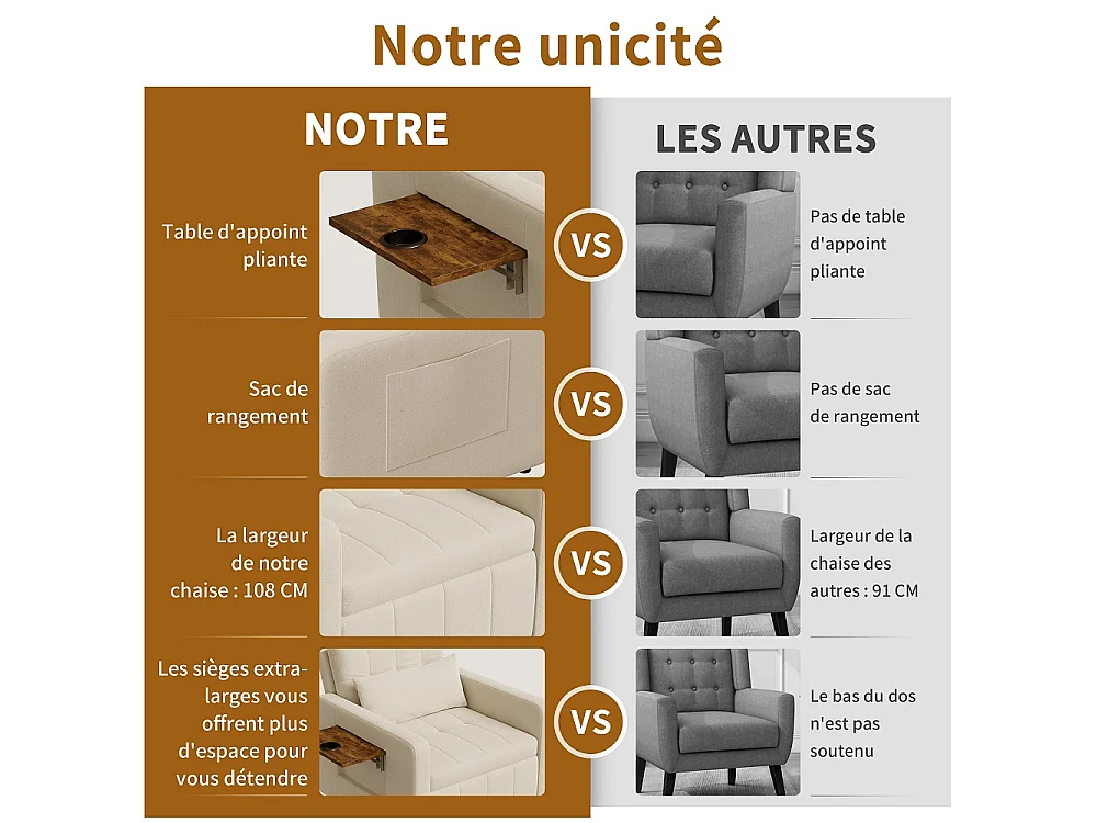 Canapé-lit extensible - avec dossier réglable, oreiller, porte-tasse - chaise couchante 3-en-1 - Chenille - Beige