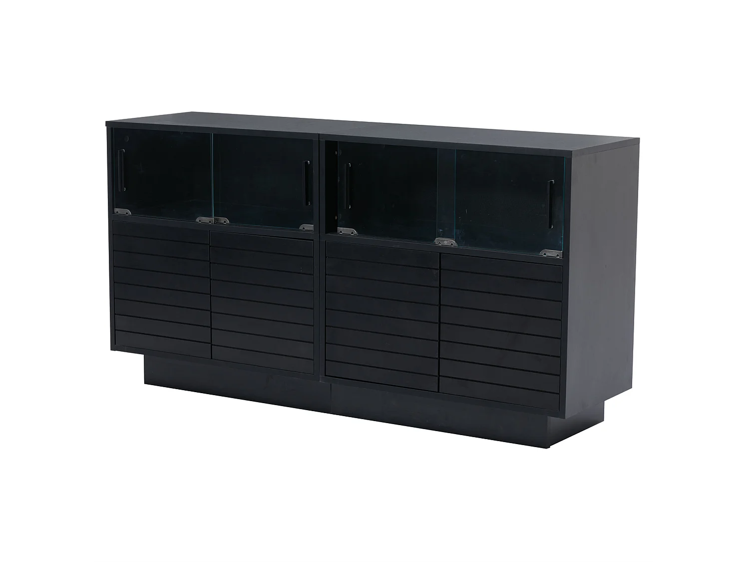 Buffet de cuisine avec led et 4 portes, noir, 130 x 35 x 68 cm