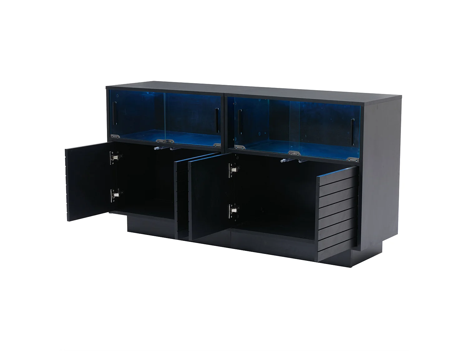 Buffet de cuisine avec led et 4 portes, noir, 130 x 35 x 68 cm