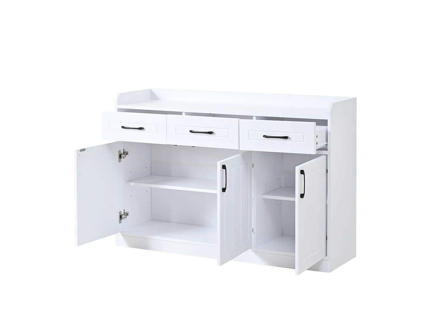 Buffet avec 3 tiroirs et 3 portes, blanc, 120 x 35 x 80 cm