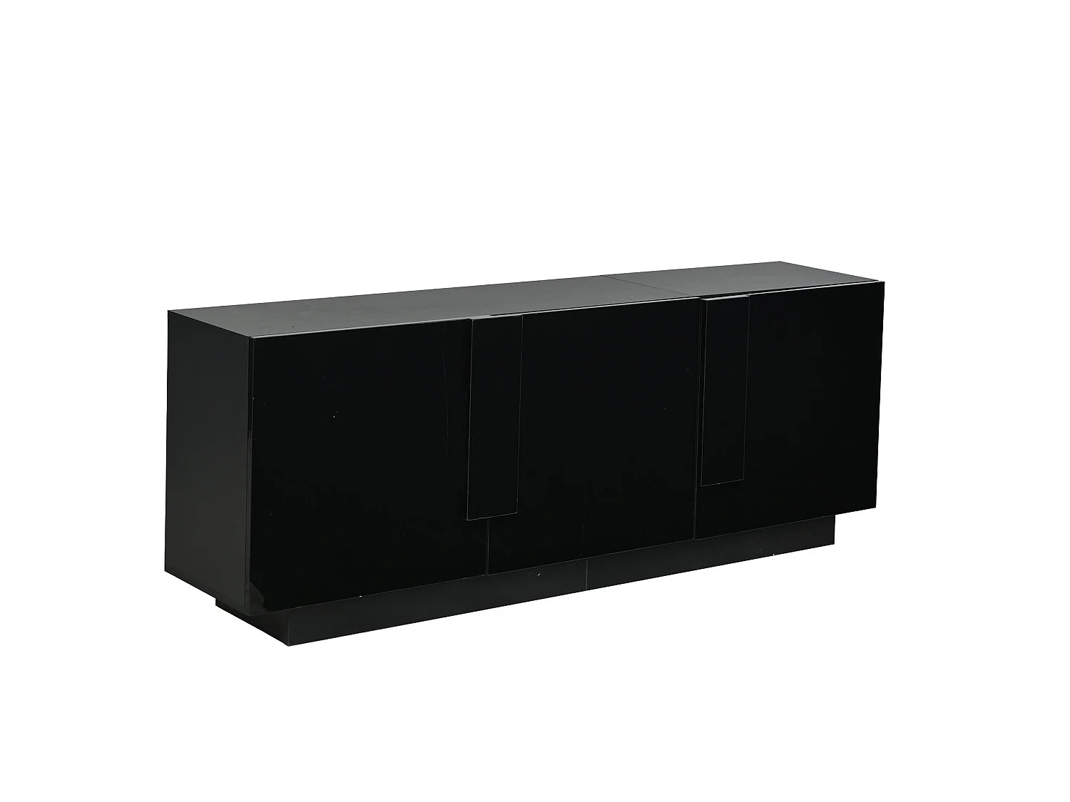 Buffet avec 3 portes et 6 étagères, finition brillante, noir, 160 x 35 x 60 cm