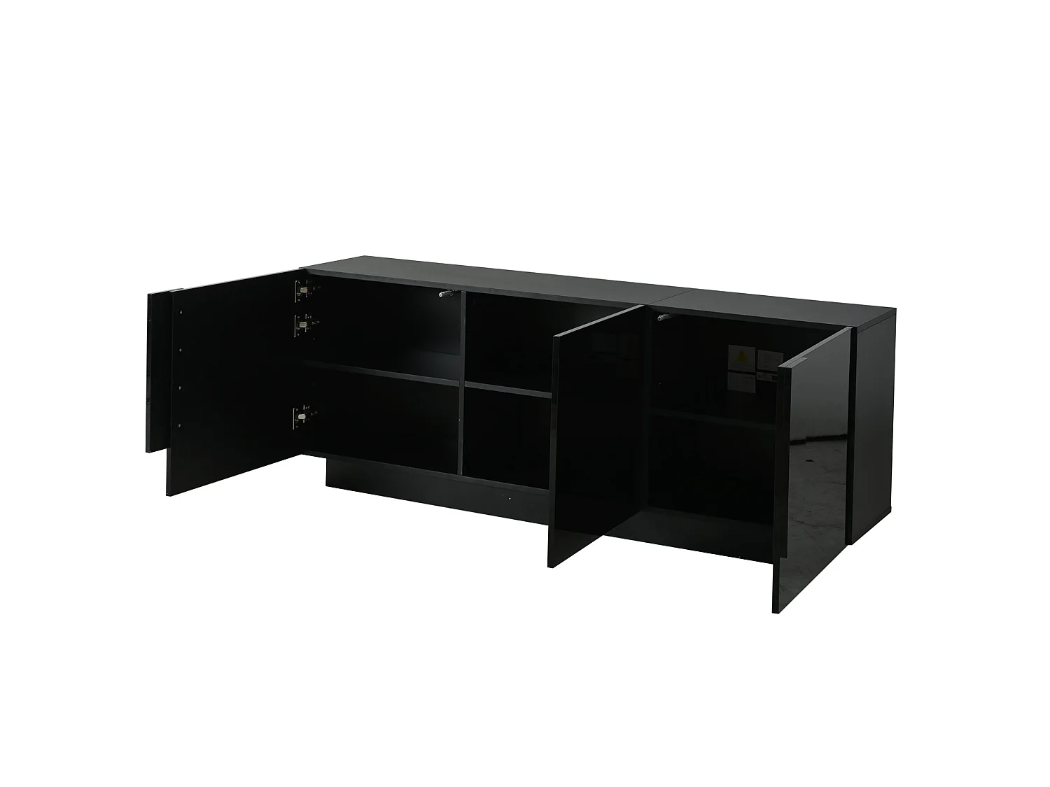 Buffet avec 3 portes et 6 étagères, finition brillante, noir, 160 x 35 x 60 cm