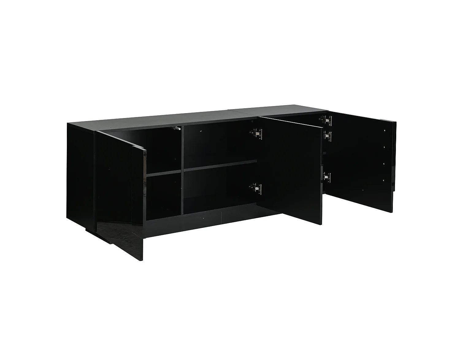 Buffet avec 3 portes et 6 étagères, finition brillante, noir, 160 x 35 x 60 cm