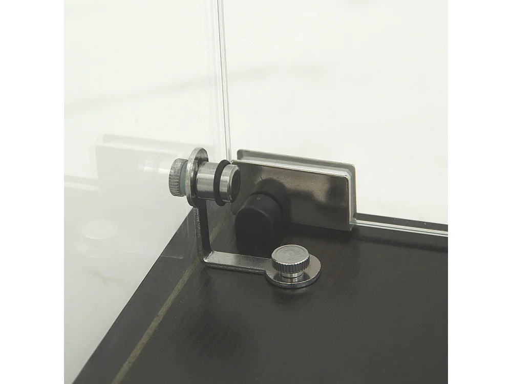 Affichage transparent à 2 niveaux - 86.2 x 40.3 x 36.5 cm - Porte simple avec éclairage LED - Verre trempé - Noir