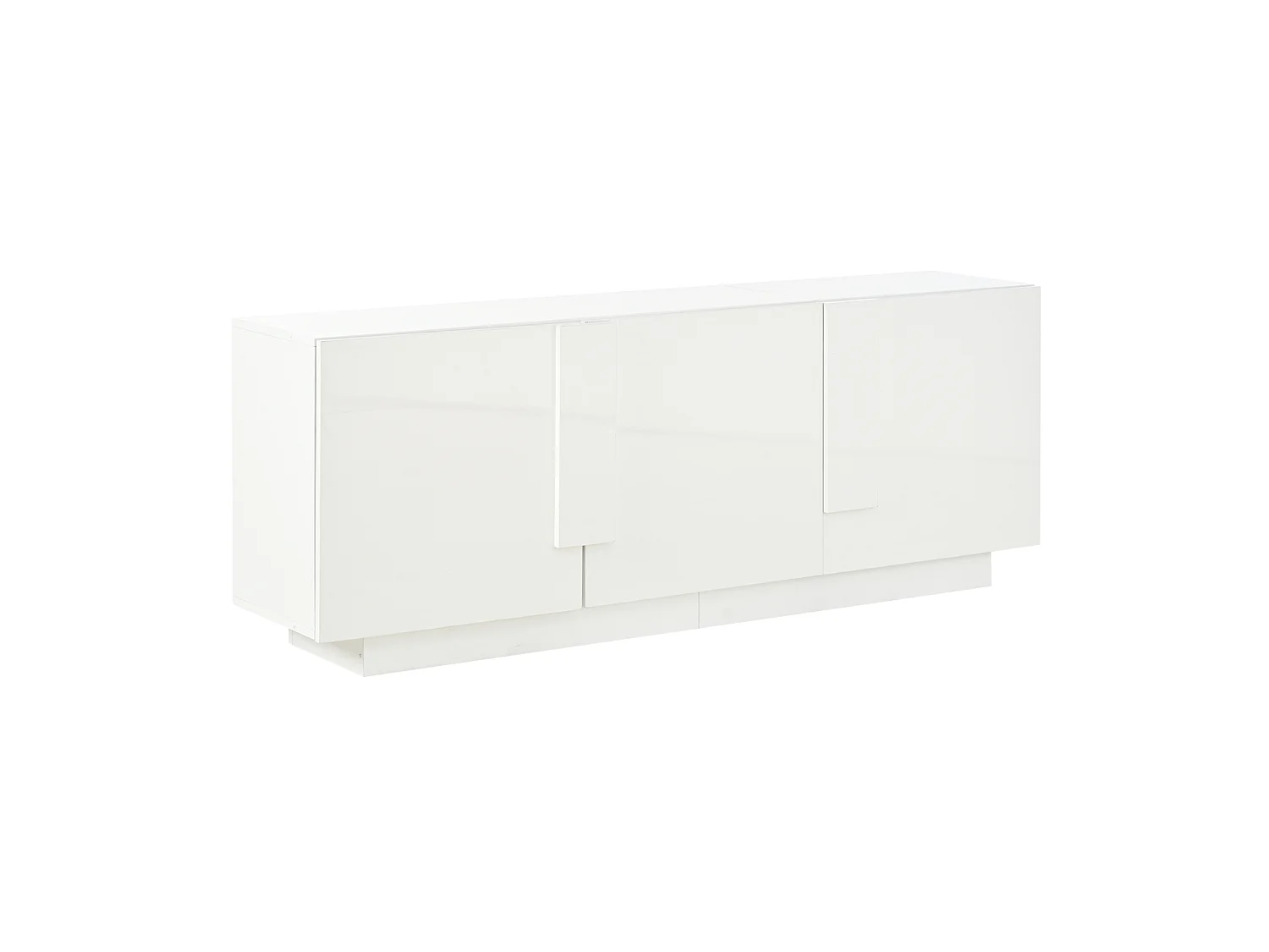 Buffet avec 3 portes et 6 étagères, finition brillante, blanc, 160 x 35 x 60 cm