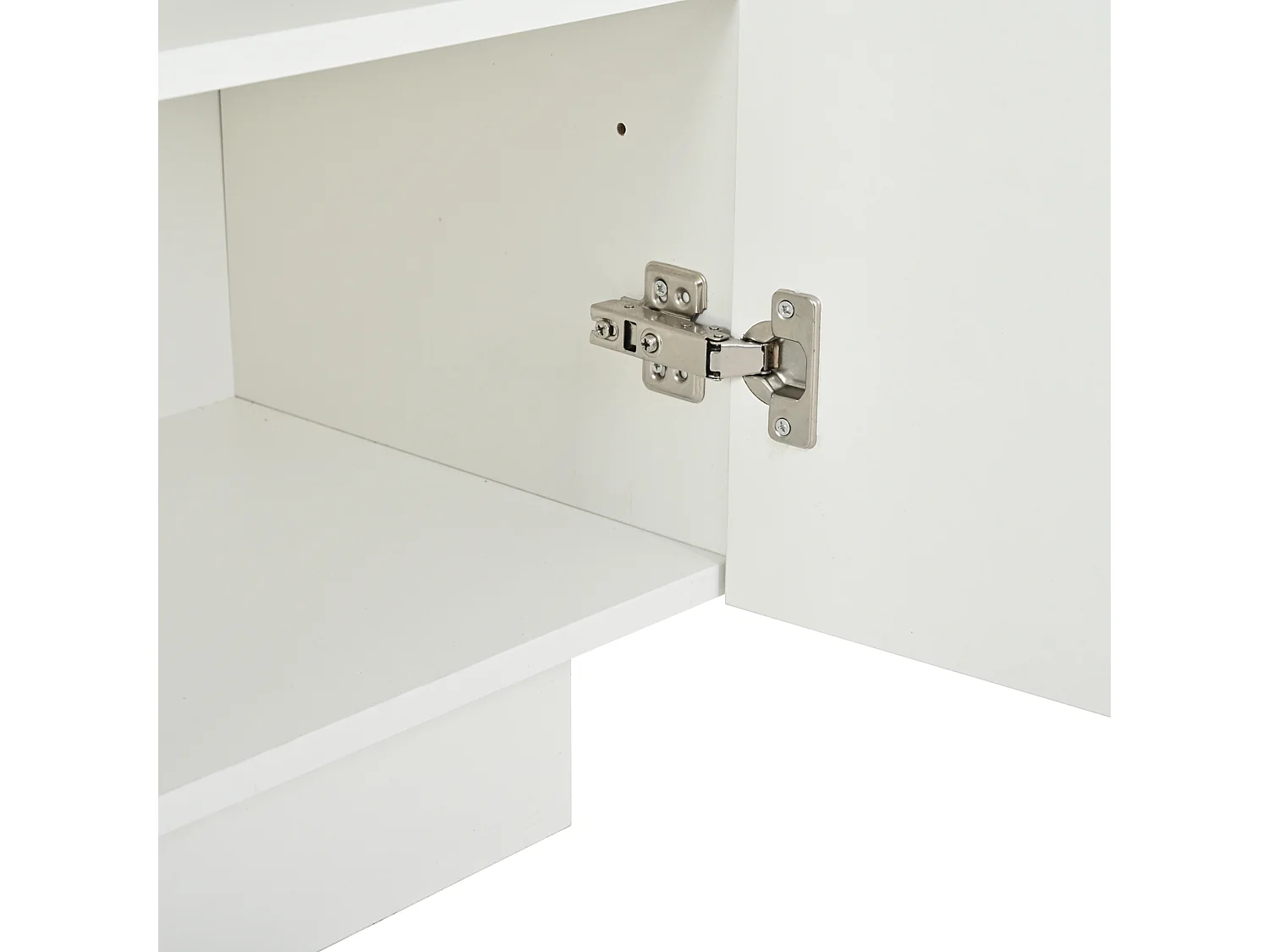 Buffet avec 3 portes et 6 étagères, finition brillante, blanc, 160 x 35 x 60 cm