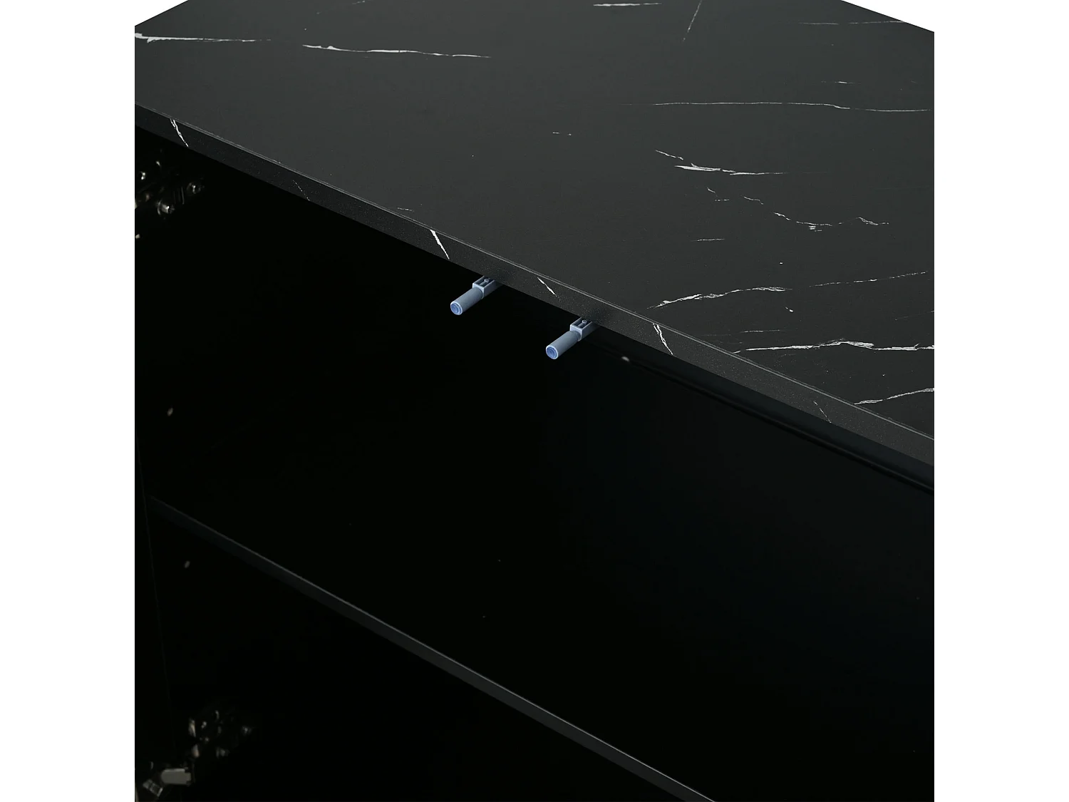 Buffet avec 4 portes et cloisons réglables, noir et or, 140x35x70 cm