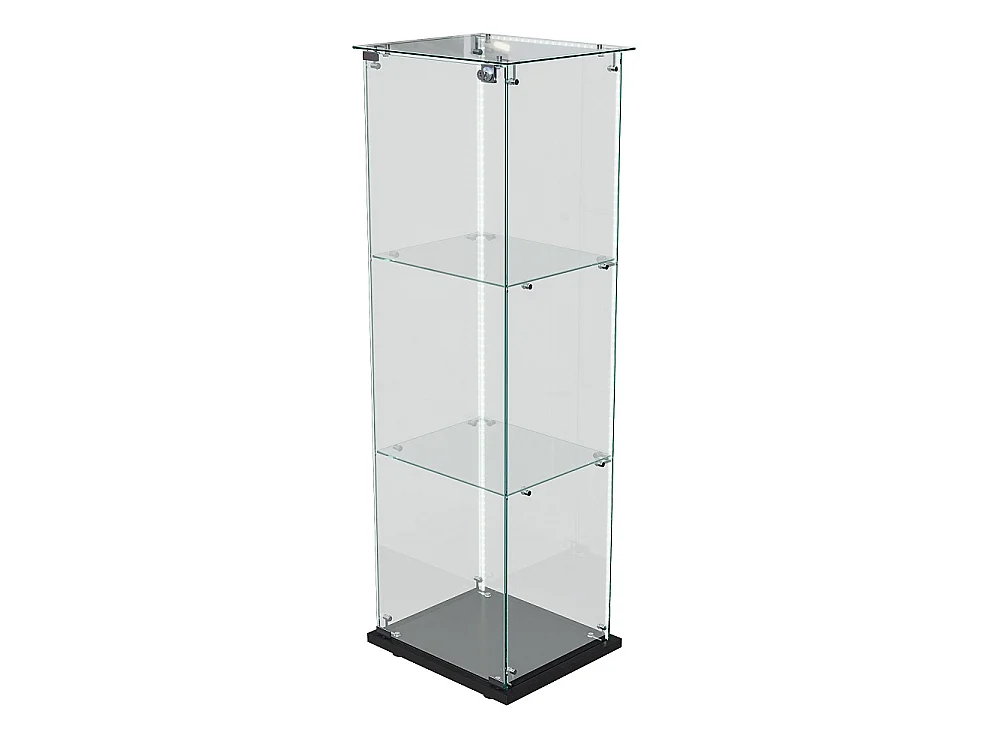 Plaque d'affichage transparente - 40 x 35 x 123 cm - Porte simple 3 couches avec éclairage LED - noir