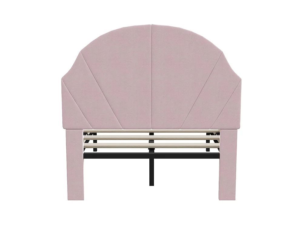 Cadre de lit pour enfants - 90 × 200 cm - Hauteur réglable en forme d'onde - velours - rose