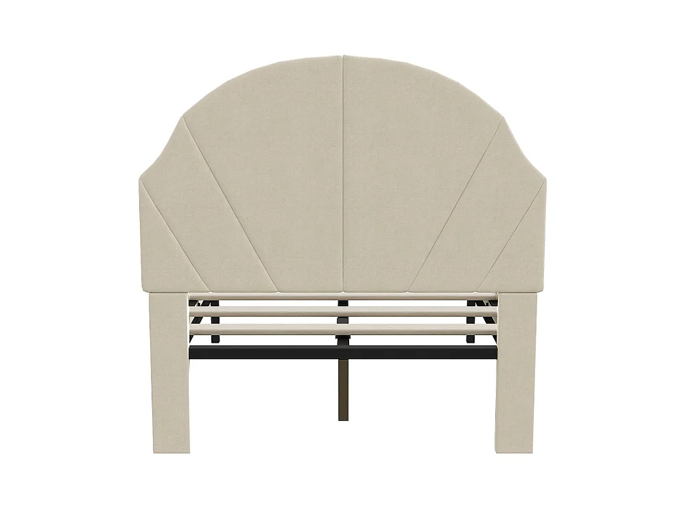 Cadre de lit pour enfants - 90 × 200 cm - Hauteur réglable en forme d'onde - velours - Beige
