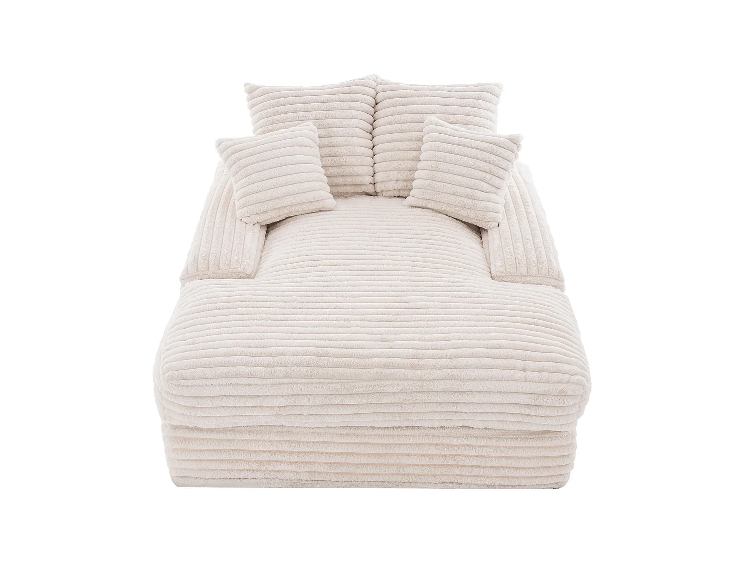 Canapé 1 place avec 4 coussins, en velours côtelé, beige, 175x137x63 cm